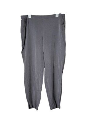 Eileen Fisher gray 100% tencel taper leg pull on pants womens L